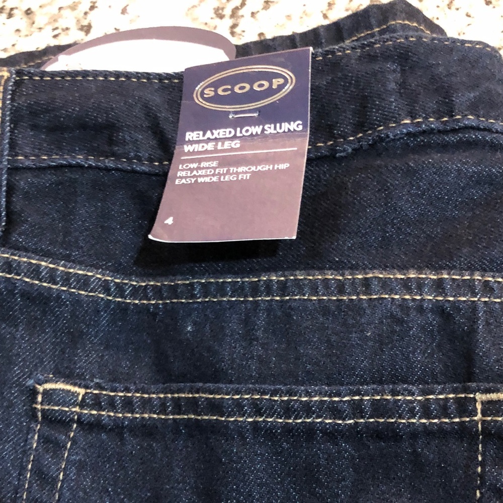 Scoop Relaxed Low-Slung Wide Leg Jeans - Dark Blue